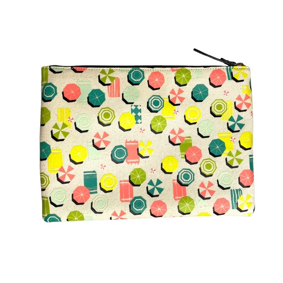 Kate Spade Sand Hill Circle Gia Umbrella Large Canvas Bag Clutch NWOT - Picture 2 of 10